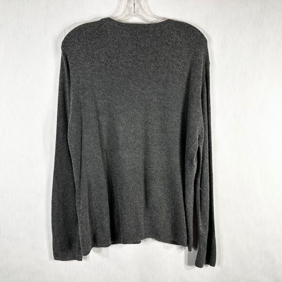 Preston & York Large Cardigan Sweater Gray Angora Silk Knit V Neck Button Up 506 - Picture 2 of 5